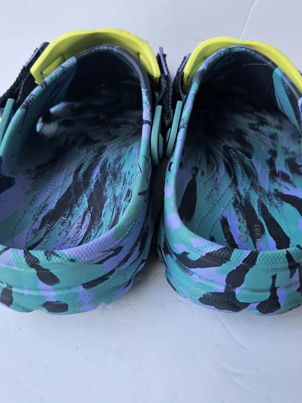 Crocs Men's Classic All Terrain Clog Black Teal Purple Marbled Yellow Strap